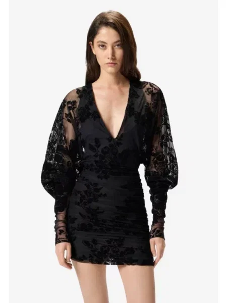 PINKO Сукня Roulette dress tulle stampa flock чорний