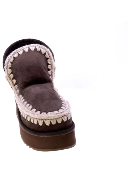 MOU De piele bocanci Mini Eskimo Platform cu adaos de lână maro