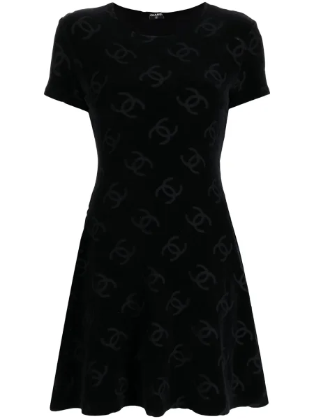 Oblekové šaty Chanel Pre-owned s potiskem černé