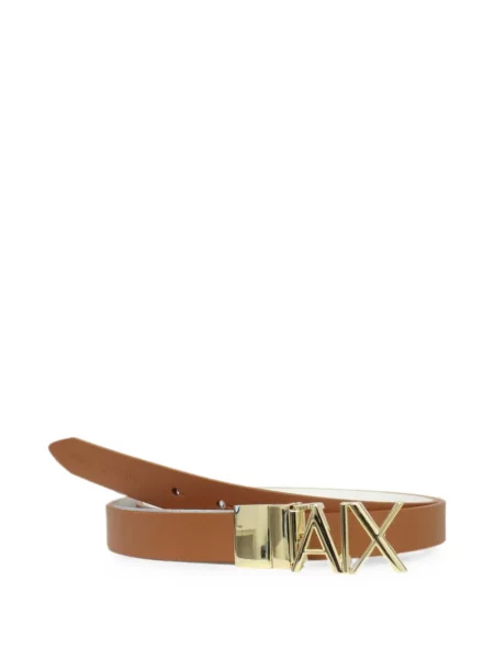 Curea Armani Exchange din piele cu autograf maro