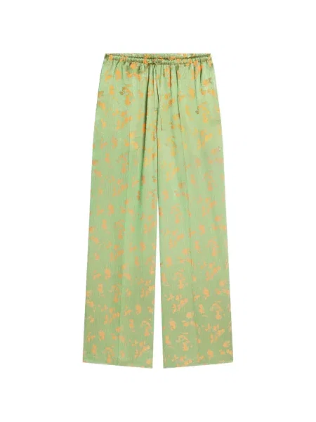 Pantaloni Dries Van Noten din jacard verde