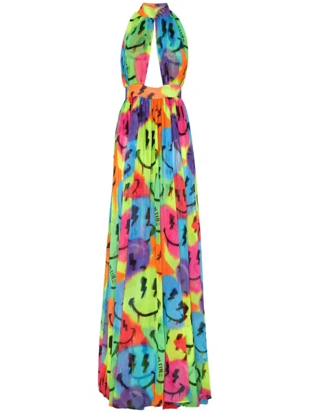 Rochie maxi Philipp Plein din șifon de costum albastru