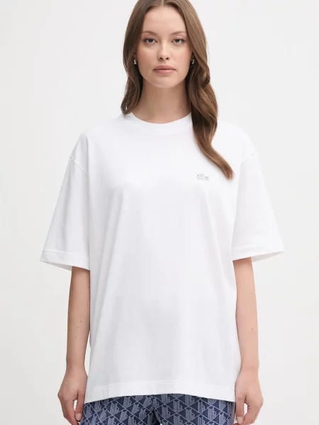 Тениска Lacoste с изчистен дизайн бяло