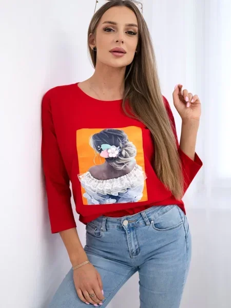 Bluzka Kesi koronkowa czerwona