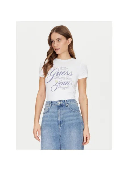 Guess Jeans Póló Regular Fit fehér