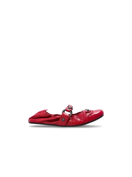 Balerinki Balenciaga skórzane czerwone