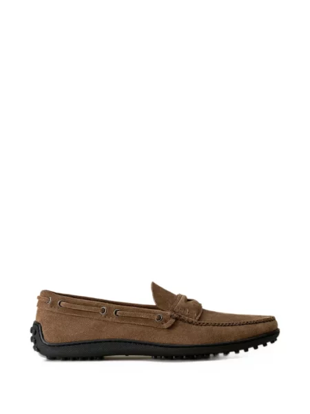 Loafersy Car Shoe zamszowe na ramiączkach brązowe