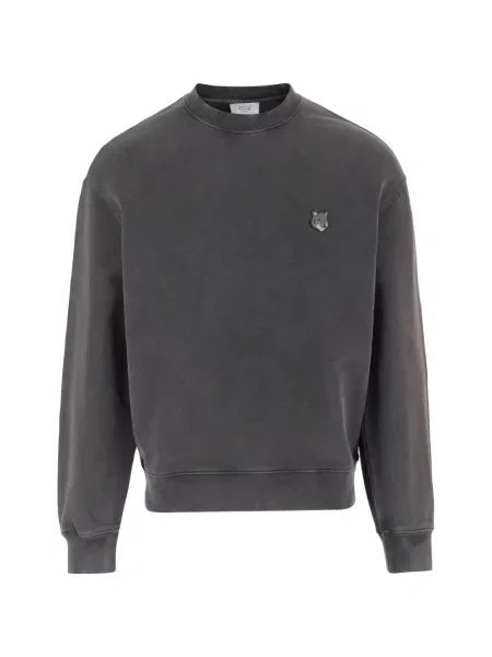 Hanorac Maison Kitsune cu broderie gri