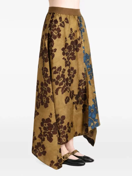 Fustă Uma Wang cu model floral cu imagine asimetrică