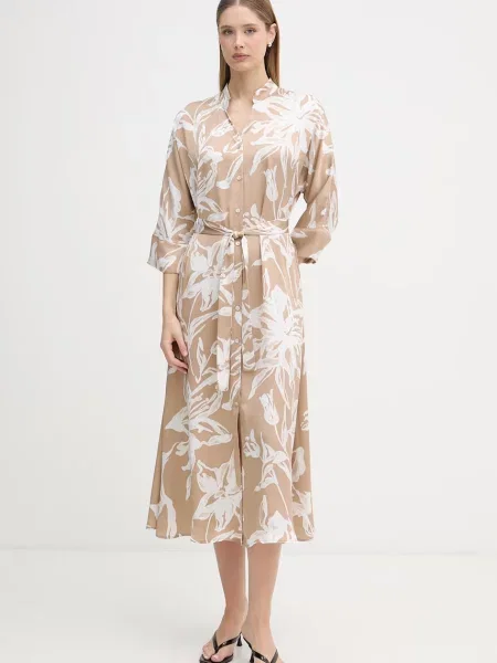 Joseph Ribkoff rochie tip cămașă bej