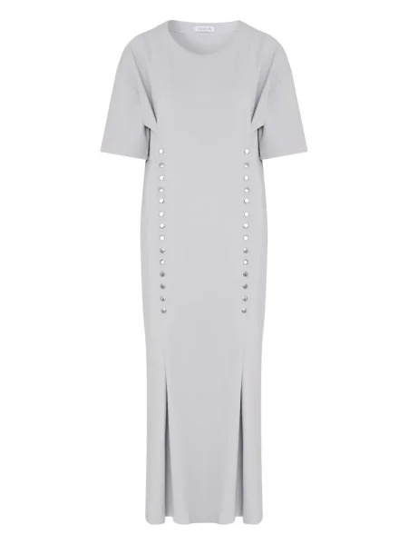 Rochie midi Gloria Coelho cu decolteu rotund până la genunchi de costum gri