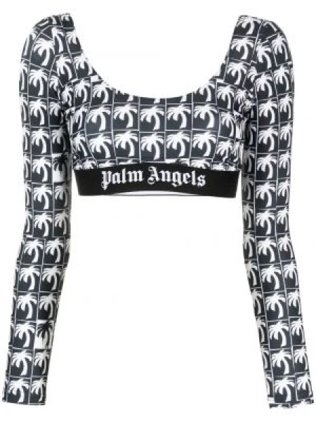 Crop top Palm Angels z nadrukiem czarny
