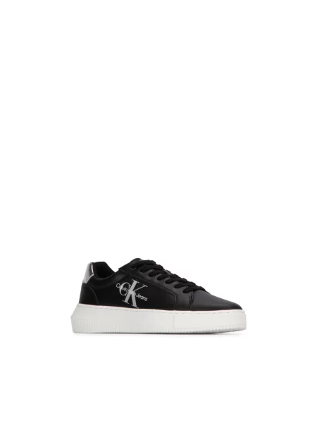Trampki Calvin Klein skórzane z nadrukiem chunky czarne