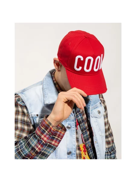 Czapka z daszkiem Dsquared2 z logo czerwona