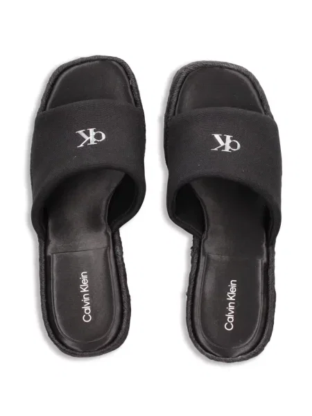 Éksarkú espadrilles Calvin Klein autogrammal fekete