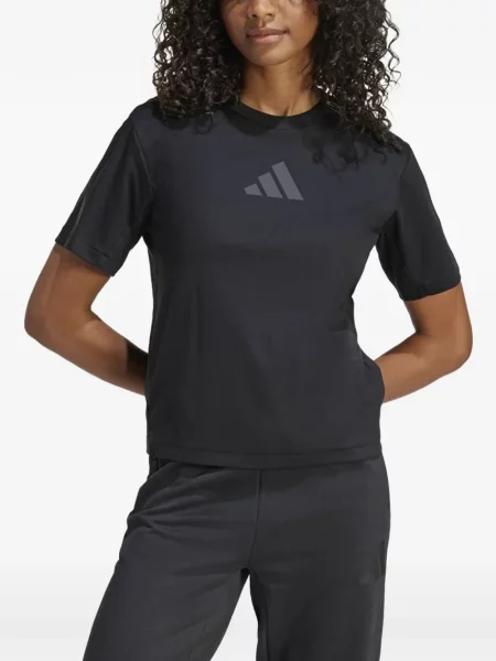 Lung hanorac Adidas cu dungi cu imagine negru
