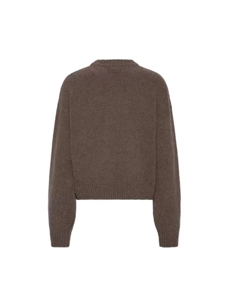 Sweter Rotate Birger Christensen wełniany z logo brązowy