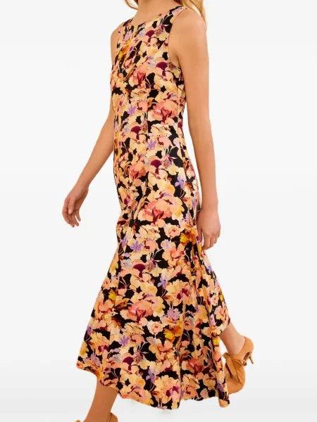 Rochie midi Ulla Johnson cu model floral cu imagine negru