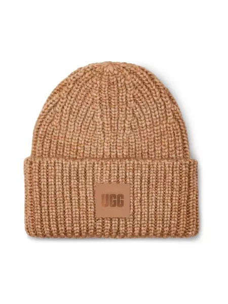 UGG czapka beanie z dodatkiem wełny brązowa