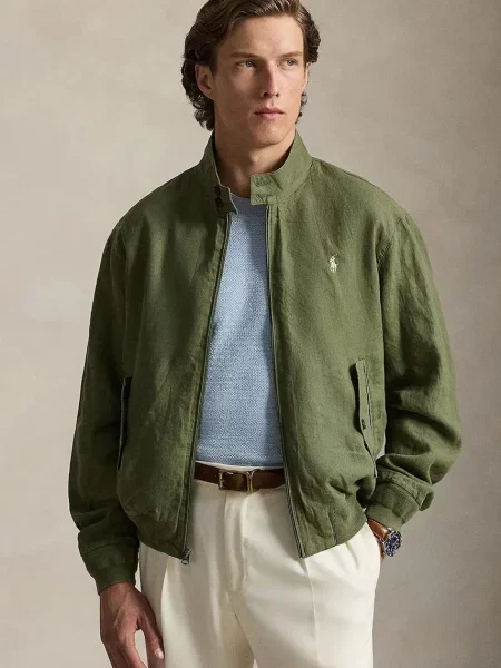 Polo Ralph Lauren kratka jakna muška lanena zelena