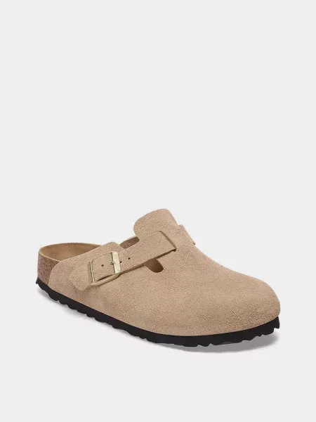 Замшевые сабо Birkenstock бежевые