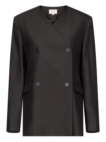 Kurtka Loulou De Saison z dekoltem w serek dwurzędowa czarna