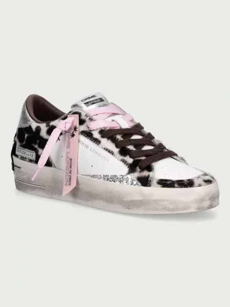 Crime London DELUXE WEDGE tenisice za žene od kože bijela