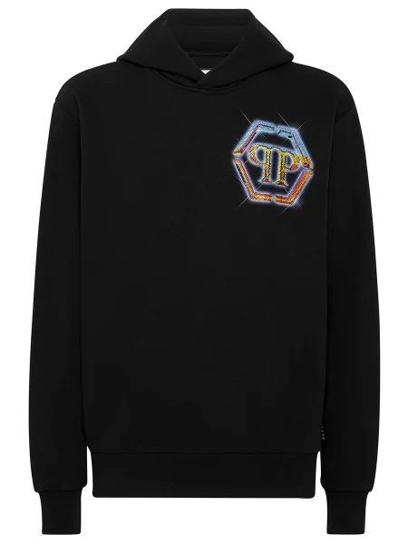 Hoodie Philipp Plein s kapuco črna