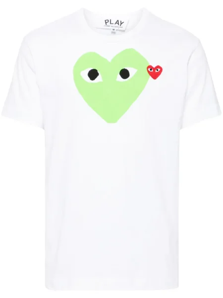 Tricou Comme Des Garcons Play cu motiv cu inimi alb