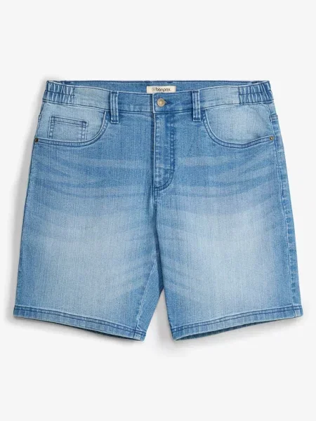 Lekkie szorty jeansowe z elastyczną wstawką w talii relaxed fit niebieskie