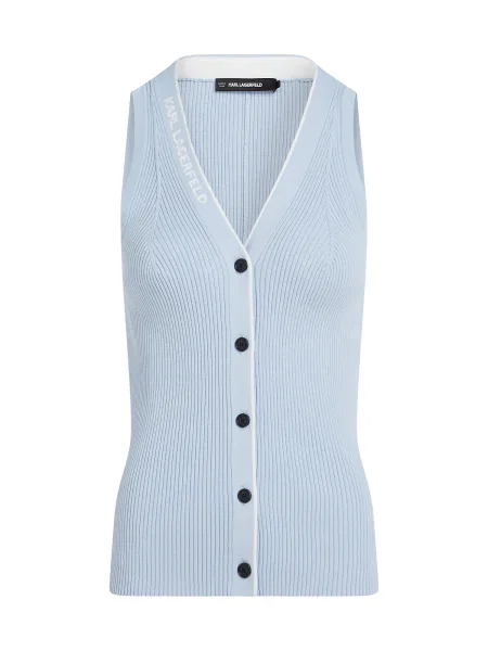 Karl Lagerfeld Vestă tricotată albastru deschis alb