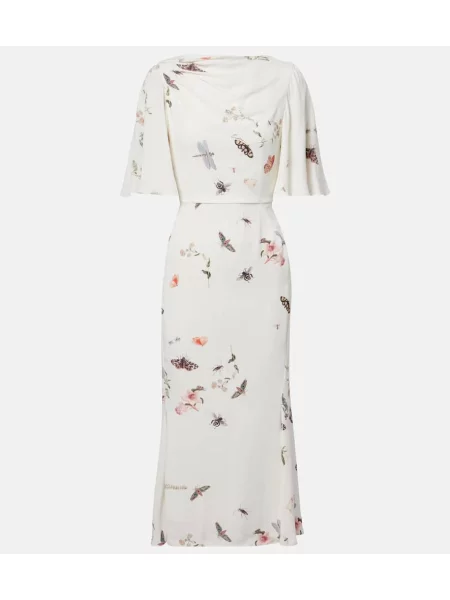 Rochie midi Erdem cu imagine până la genunchi de costum alb