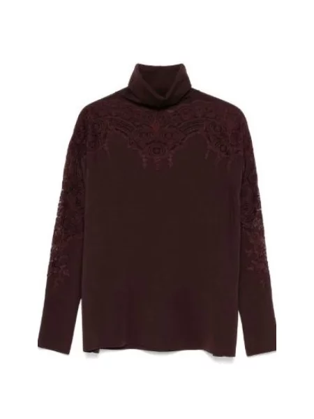 Sweter z golfem Ermanno Scervino wełniany do golfa brązowy