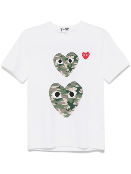 Tricou Comme Des Garcons Play cu motiv cu inimi alb
