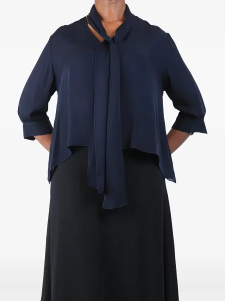 Svilena bluza Morgane Le Fay s mašnom plava