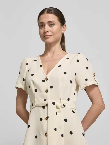 Taliowana sukienka casualowa z wzorem na całej powierzchni model JOAN' Vero Moda beżowa