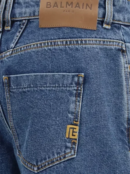 Blugi cu picior larg Balmain cu broderie albastru