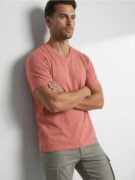 Sinsay koszulka basic pomarańczowy