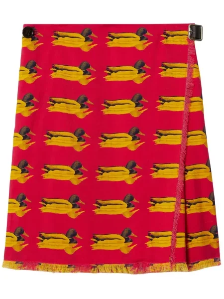 Fustă Burberry de lână cu imagine roșu