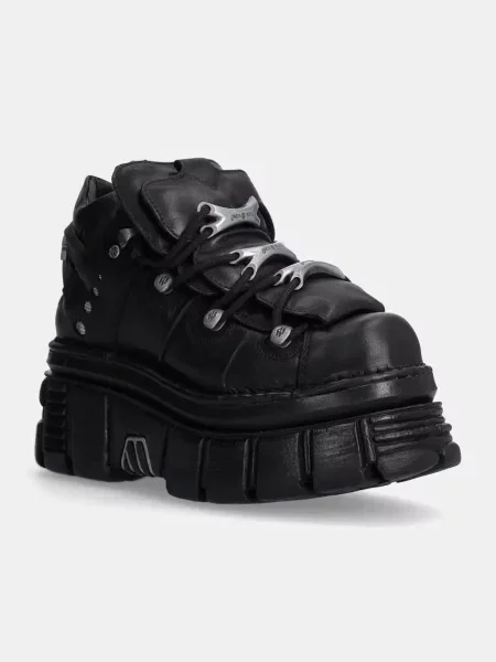 New Rock sneakers din piele Negro + Nomada Negro + Tower Negro Lateral negru