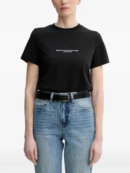 Tricou Isabelle Blanche cu imagine cu decolteu rotund negru