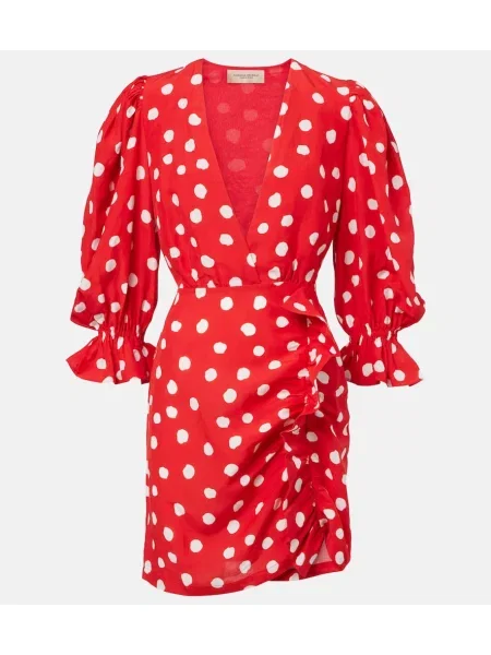 Sukienka Adriana Degreas w grochy z falbankami czerwona