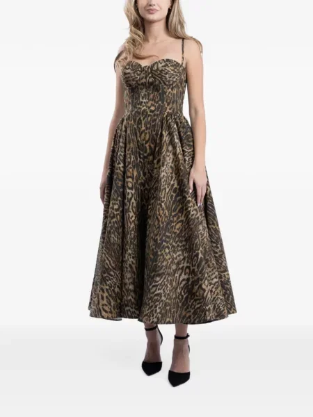 Rochie midi Monarh cu imagine cu model leopard maro