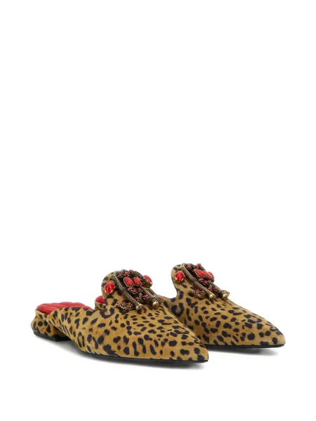 Papuci tip mules Roberto Cavalli cu model leopard maro