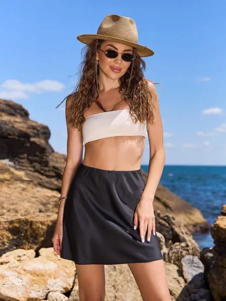 Спідниця міні ISSA Plus шовк чорний