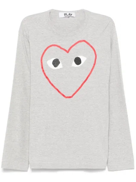 Tricou Comme Des Garcons Play cu imagine cu motiv cu inimi gri