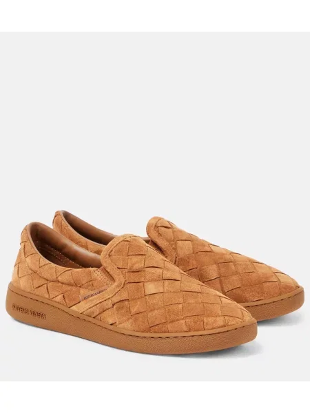 Semišové slip on domáce papuče Bottega Veneta hnedá