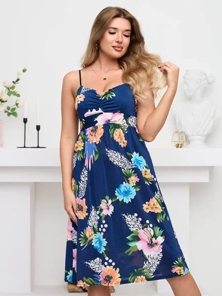 Rochie Resti cu model floral albastru