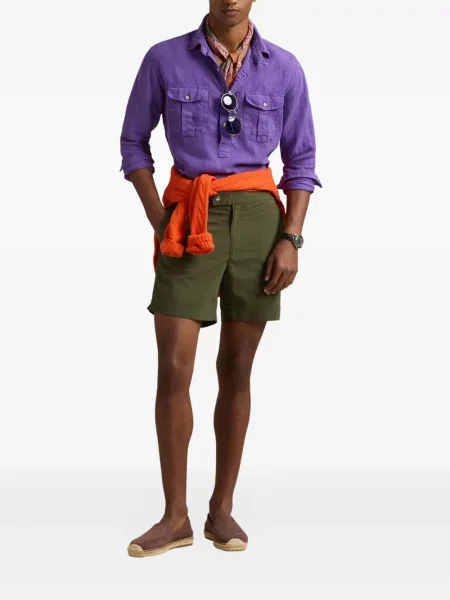 Tricou polo Polo Ralph Lauren cu dungi cu glugă de in albastru