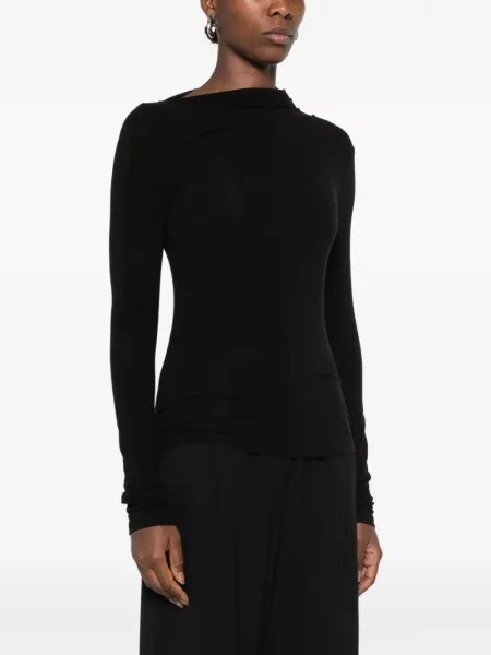 Lung top Imperial drapat negru